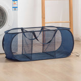 Popup Mesh Laundry Basket with 3 Compartments Folding Laundry Hamper Navy