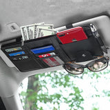 Car Sun Visor Organizer with License & Sunglasses Holder Black