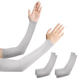 3 Pair 40cm Straight Nylon Spandex Cooling Arm Sleeves without Thumb Holes Grey