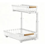 2 Tier Under Sink Organizer Slide out Pull out Cabinet Organizer Shelf for Kitchen Closet Organization White