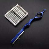 Hair thinning Razor Hairdressing Thinning Shaper Comb Styling Razor / 10 Blades Blue
