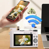 8K Digital Camera with Flip Screen WIFI Remote Control for Photography Light Pink