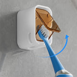 2PCS Wall-Mounted Toothbrush Holders with Cover Shower Tooth Brush Storage Coffee