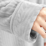 Unisex Bathrobe for Womens Flannel Fleece Robes Winter Warm Housecoat Nightgown Sleepwear Grey