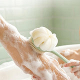 2 in 1 Back Scrubber for Shower with Loofah for Cleanse Back and Hard to Reach Areas Green