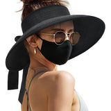 Adjustable Foldable Sun Visor Hat Wide Brim Open Top for Outdoor Black