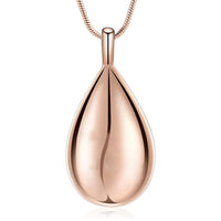 Stainless Steel Teardrop Cremation Pendant – Keepsake Memorial Necklace Rose Gold