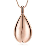 Stainless Steel Teardrop Cremation Pendant – Keepsake Memorial Necklace Rose Gold