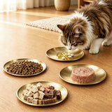 4Pcs Stainless Steel Pet Bowls Durable Shallow Pet Feeding Dishes Easy to Clean Gold