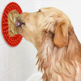 Dog Lick Pad Bath Washing Buddy Suction Grooming Pad Helper Slow Feeder Mat Red