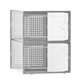 2 Pcs Shoe Storage Boxes Organizers Clear Plastic Stackable for Entryway Closet Gray