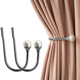 2Pcs U Shape Home Harmony Decorative Curtain Holdbacks with Screws Black