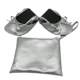 Foldable Women's Indoor Ballet Flats Roll-Up Dance Shoes Silver