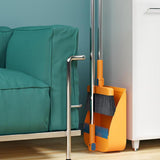 180 Degree Rotatable Broom with Foldable Standing Dustpan Set for Home Office Cleaning Orange