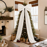 Velvet Christmas Tree Bow Oversized 40x230cm Long Streamers White