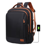 26L Expandable Commuter Backpack Water Resistant Laptop Bag with USB Charging Port Black