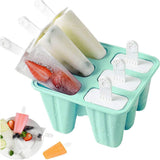 6-Cavity Ice Cream Popsicle Molds Ice Lolly Mold with Sticks Light Green