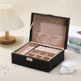 Jewelry Organizer Case Box Holder Storage Earring Ring Velvet Display Leather Black