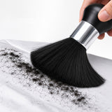 Hair Sweeper Duster Brush Soft with Storage Case for Home and Barbershop Silver