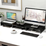 Dual Monitor Stand Riser Adjustable Desk Stand for iMac Laptop & Books Black