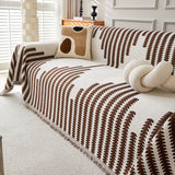 Reversible Sofa Couch Cover Boho Chenille Blanket Coffee