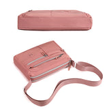 Multi-Pocket Crossbody Bag for Women Water Resisant Shoulder Bag Messenger Bag Casual Nylon Purse Handbag Pink