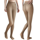 Women Winter Tights Pantyhose Trendy Fake Translucent Warm Stockings High Waisted Fleece Thick Leggings Brown