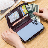 Travel Leather Wallet Cash Ticket Card Holder Organiser Phone Wallet Black