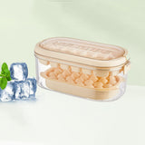 2-Tier Ice Cube Tray Mold with Press-Release Lid & Storage Box for Kitchen Beige