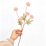 5 PCS Stem Cloth Dandelion Ball Artificial Flowers with Bendable Stems Pink
