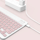 Ultra-Slim Portable Wireless Bluetooth Keyboard & Mouse Combo for Tablets and Laptops Pink