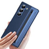 Shockproof Case For Samsung Z Fold 7 with Pen Holder Full Coverage Hinge Protection Blue