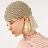 Set of 4 Pieces Unisex Mini Fisherman Beanie Winter Spring Hat Knitted Cap