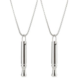 2Pcs Mindfulness Breathing Necklace Stainless Steel Breathe Pendant Meditation Tool Silver