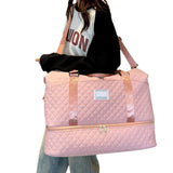 2Pcs Travel Weekender Bags Duffle Bag for Women with Shoe Compartment Pink