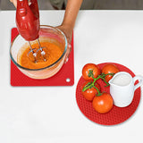 4Pcs Multipurpose Silicone Trivet Mats Heat Resistant Pot Holder Pads for Kitchen Red