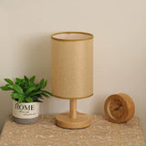 USB Powered Small Bedside Night Light Minimalist Table Lamp with Round Fabric Shade for Bedroom College Dorm Yellow