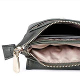 Trendy Crossbody Bags for Women PU Leather Triple Compartment Sling Purse for Cell Phone Black