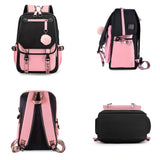 Girls Backpack for Middle School Students with USB Charging Port Pink