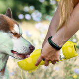 4 in1 Pet Feeder Dog Cat Puppy Water Bottle Cup Travel Pooper Scooper Outdoor Yellow