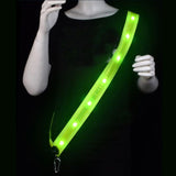 Adjustable LED Reflective Belt Sash 3 Light Modes High Visibility Night Security Belt Running Gear Green