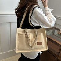 Large Canvas Tote Bag for Women Multi-Pocket Crossbody Bag Work Bible Messenger Purse Khaki