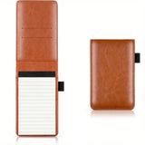 A7 Pocket Notebook PU Leather Notepad with Card Slot Brown