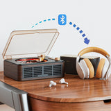 Retro CD Music Player with Bluetooth and FM Radio Multifunctional Home Audio System Brown