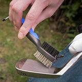 Dual Sided Golf Club Groove Cleaner Brush Tool with Retractable Carabiner - Blue