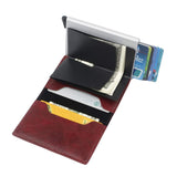 PU Leather Credit Card Holder Men's Money Cash Wallet Clip RFID Blocking Purse Dark Brown