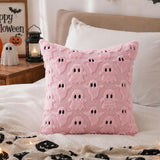 Halloween Ghost Decorative Pillow Cover Cute with Zipper for Home Office Pink