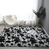 Cute Furry Pastel Rug Soft Fluffy Carpet for Living room Black and White