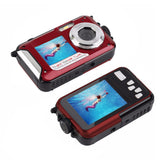 1080P Digital Underwater Camera with Dual Screen and 32GB TF Card Red