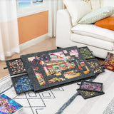 Foldable Puzzle Board with 6 Sliding Drawers for 1000 Pieces Puzzle Felt Building Table Dark Grey